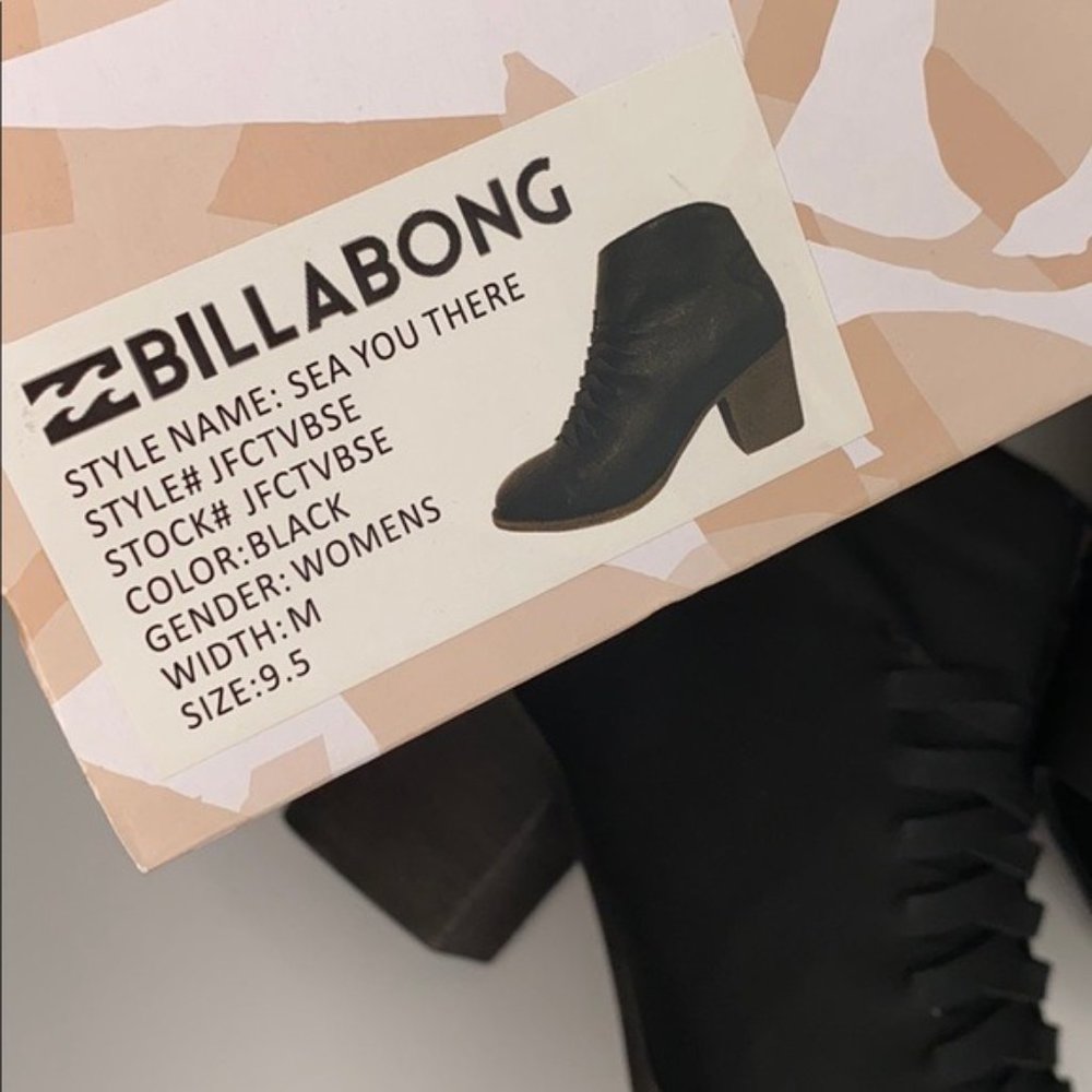 SOLD!! Billabong Black Leather Ankle Booties 9.5 - Picture 10 of 11
